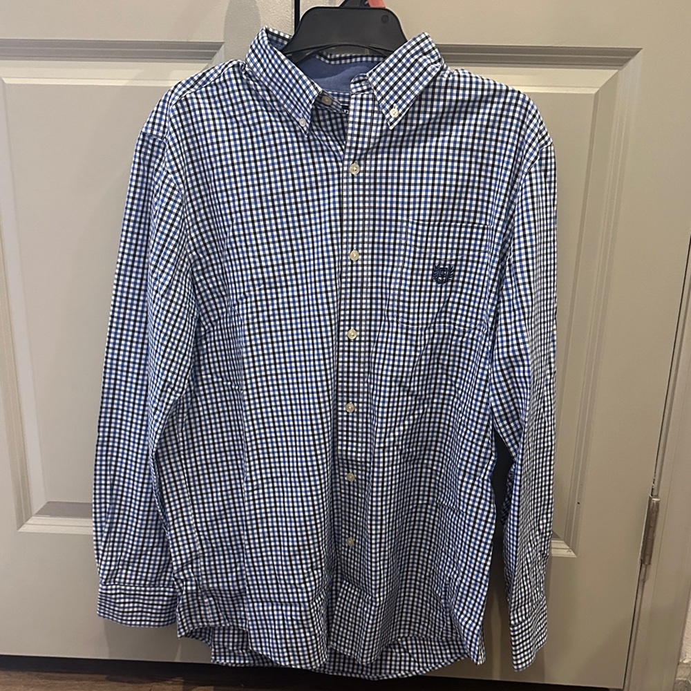 Chaps Navy and White Gingham Shirt